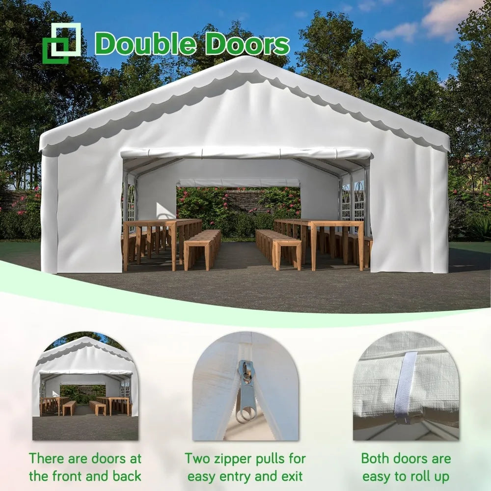 20’ x 32’ Outdoor Heavy-Duty Party Tent Wedding Canopy Big Tents with 3 Storage Bags