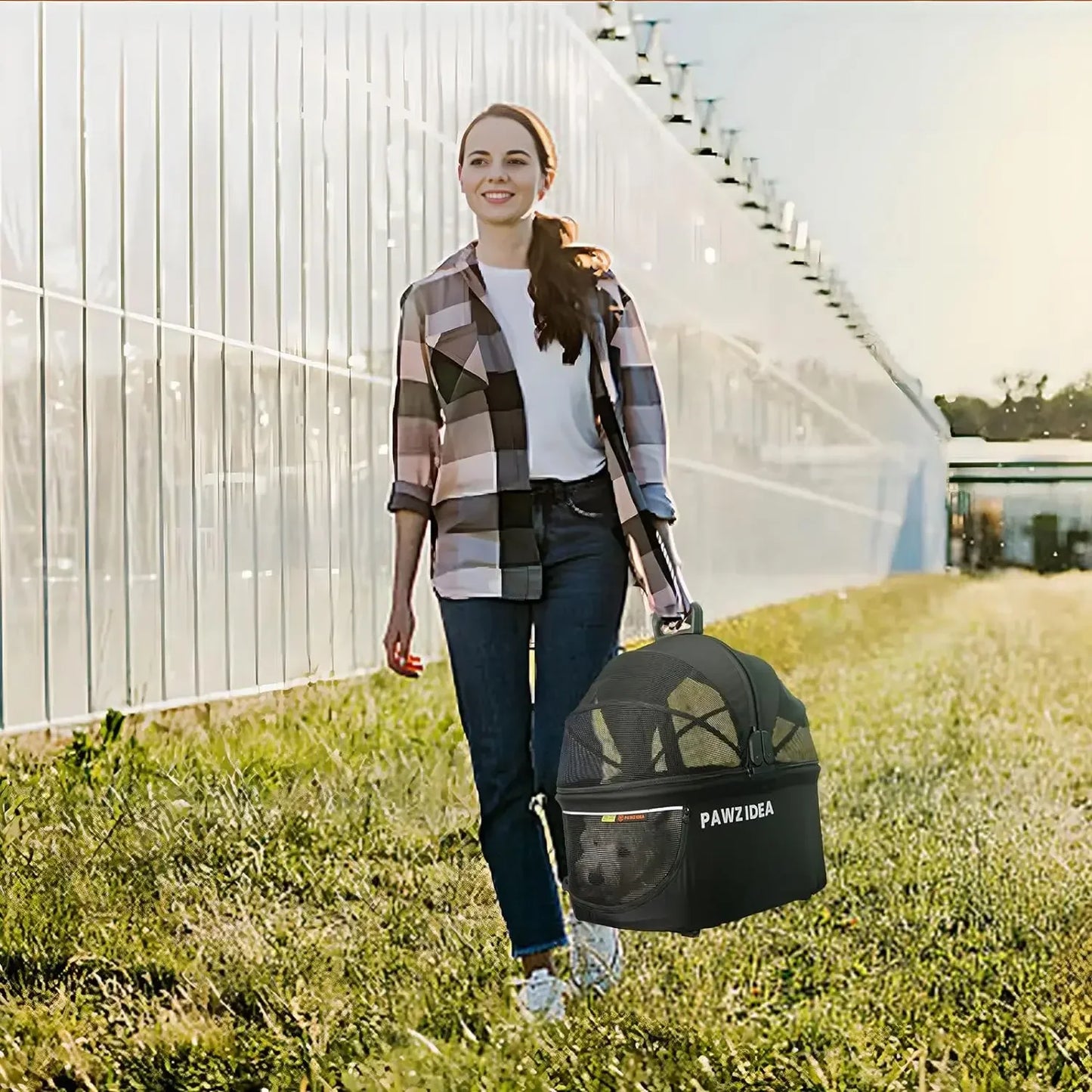 Pet Stroller 4 in 1, for Small/Medium Dogs/Cats with Detachable Carrier W/ Seatbelt