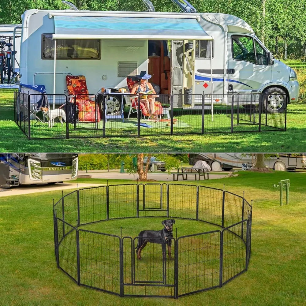 RV Dog Enclosure 32" Height 16 Panels Outdoor Pet Play Pen Play for Large/Medium/Small Dogs Camping