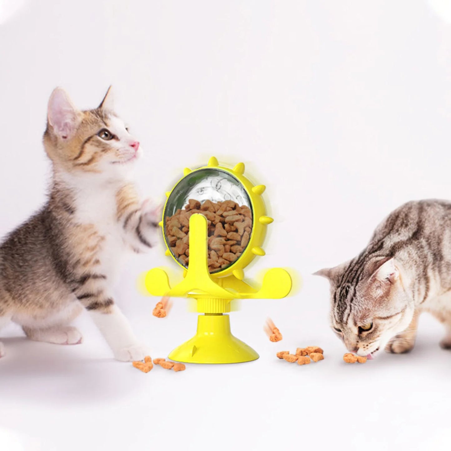 Cat Toy Rotating Windmill Toy Food Dispensing Cat Toy With Suction Cup