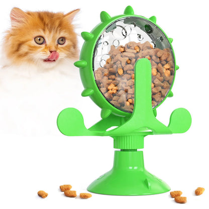 Cat Toy Rotating Windmill Toy Food Dispensing Cat Toy With Suction Cup