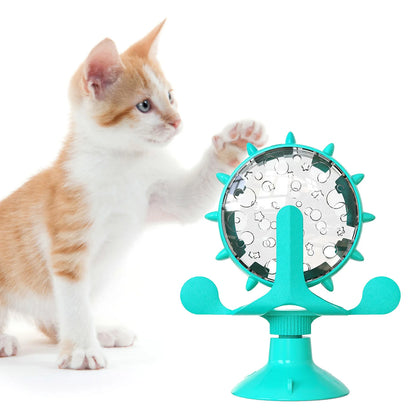 Cat Toy Rotating Windmill Toy Food Dispensing Cat Toy With Suction Cup