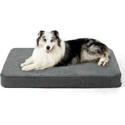 Orthopedic Dog Beds for Large Dogs - Egg Crate Foam Pet Bed Mat with Ultra Soft Sherpa Surface&Removable Cover,