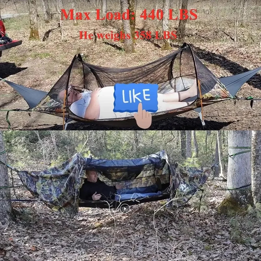 Hammock Tent with Mosquito Net Waterproof Rainfly Storage Room for 1 Person Backpacking Hiking Camping Lightweight