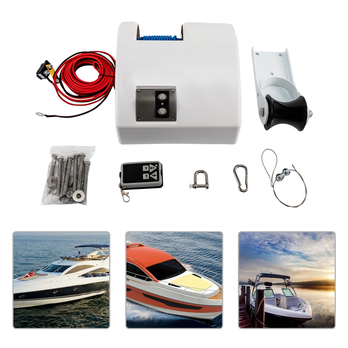 45LBS 12V Anchor Winch W/Electric Remote Wireless Control