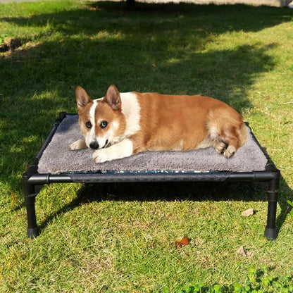 Outdoor Elevated Dog Bed Foldable Raised Pet Cot With Removable Canopy Shade
