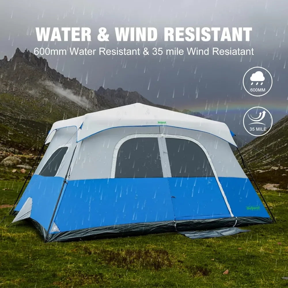 Camping Tent Setup in 60 Seconds with Rainfly & Windproof Tent with Carry Bag