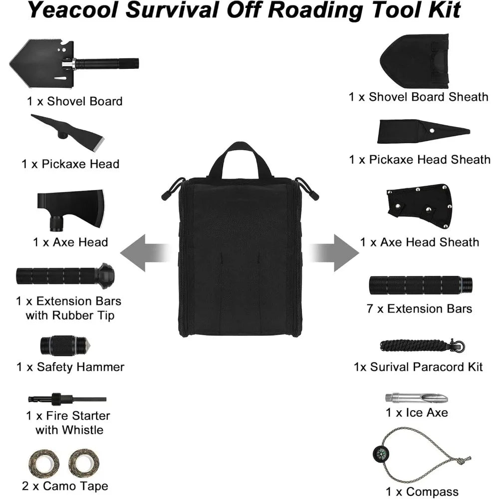 Camping Shovels Axe, Military Spade, Folding Off-Roading Tool Kit