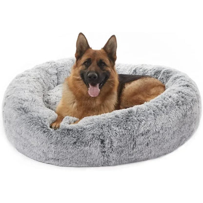 Washable pet bed non slip bottom round fluffy dog bed for extra large dog Free shipping