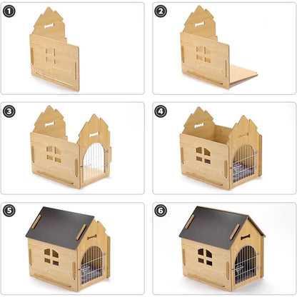 Wooden Pet House for Dogs Indoor and Outdoor Use, Easy Assemble