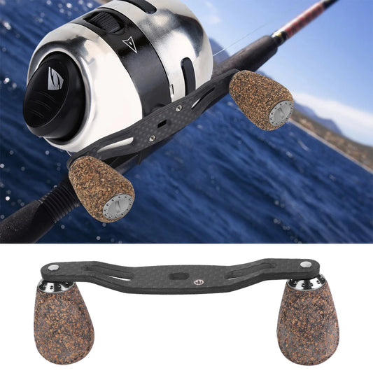 Fishing Reel Handle Wood Knob Carbon Fiber Frame with Fittings Replacement Parts