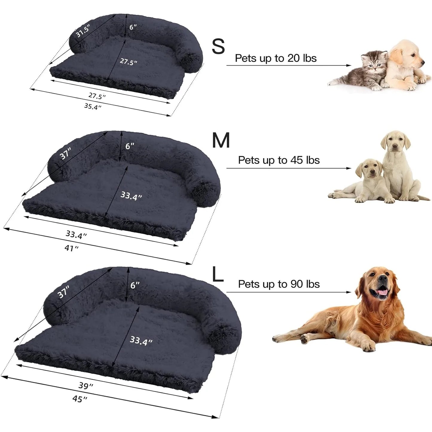 Calming Dog Bed Fluffy Plush Dog Mat for Furniture Protector with Removable Washable Cover