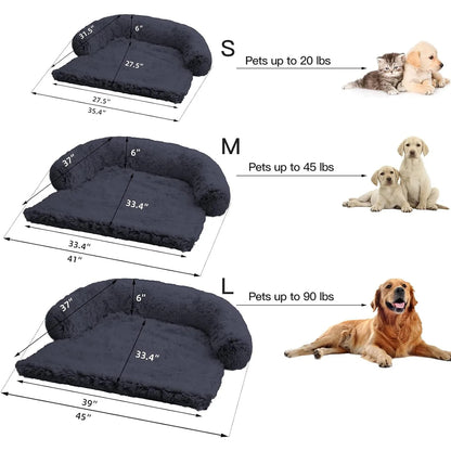 Calming Dog Bed Fluffy Plush Dog Mat for Furniture Protector with Removable Washable Cover