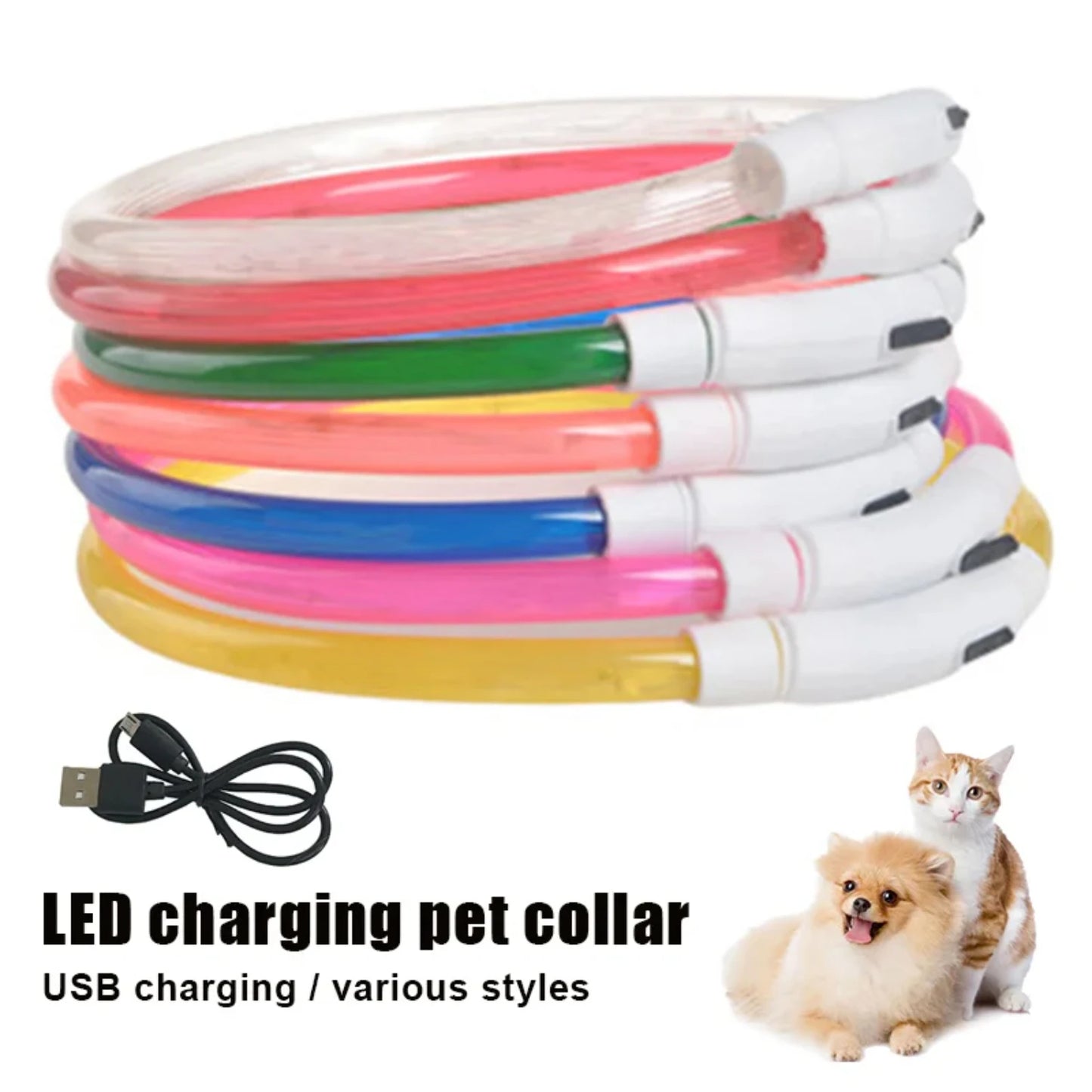 Rechargeable USB LED Dog Collar for Dogs and Puppies - Anti-Lost and Car Accident Avoidance Collar