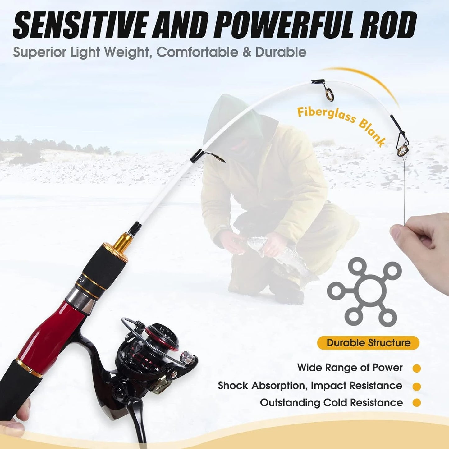 Enhanced Red Ice Fishing Combo with High Visibility