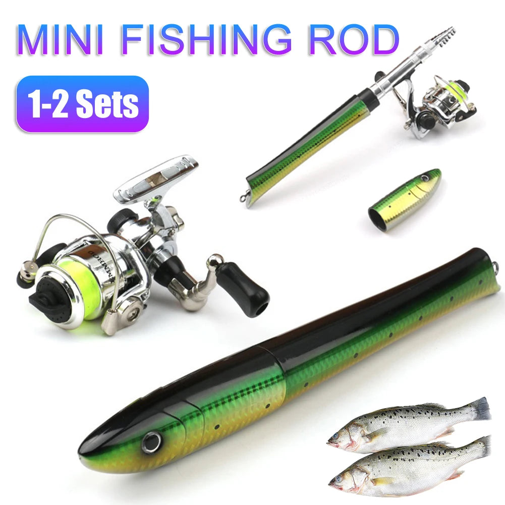 Portable Fish Shaped Fishing Rod with Reel