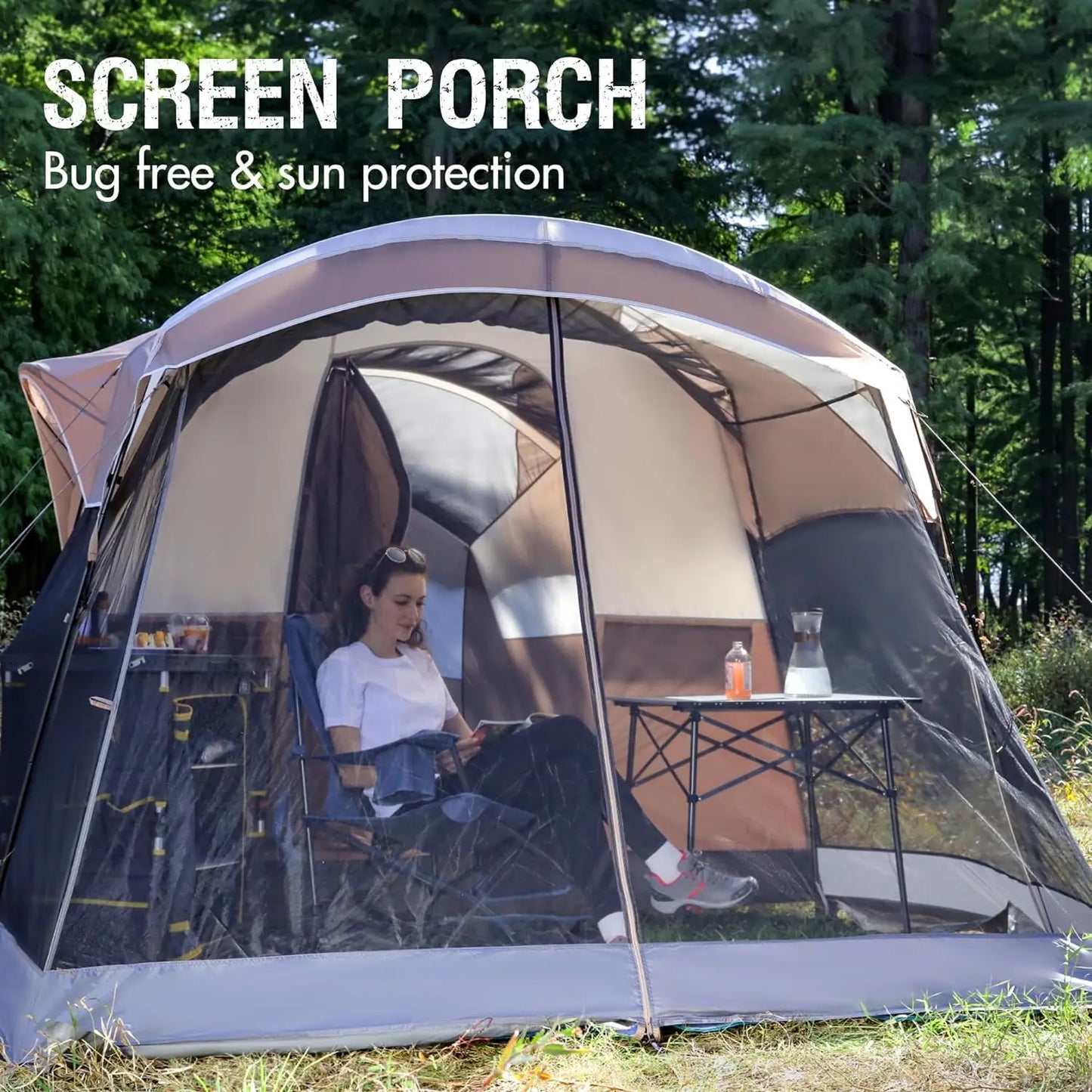 8 Person Family Camping Tent with Screen Room