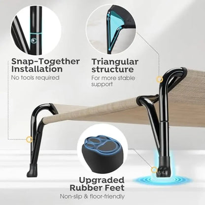 Elevated Dog Cot Bed Medium Dogs V-shaped Support Cooling Mesh Snap-Together 35"eL x 22"W x 10.2"H