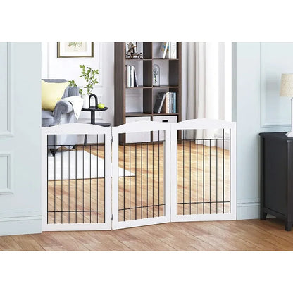 96-inch Extra Wide 30-inches Tall Dog Gate with Door Walk Through