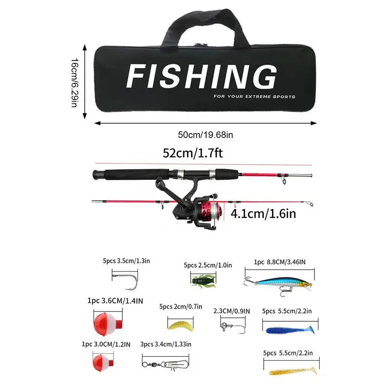 For Kids Fishing Rod & Reel Combos With Comfortable Grip Full Set