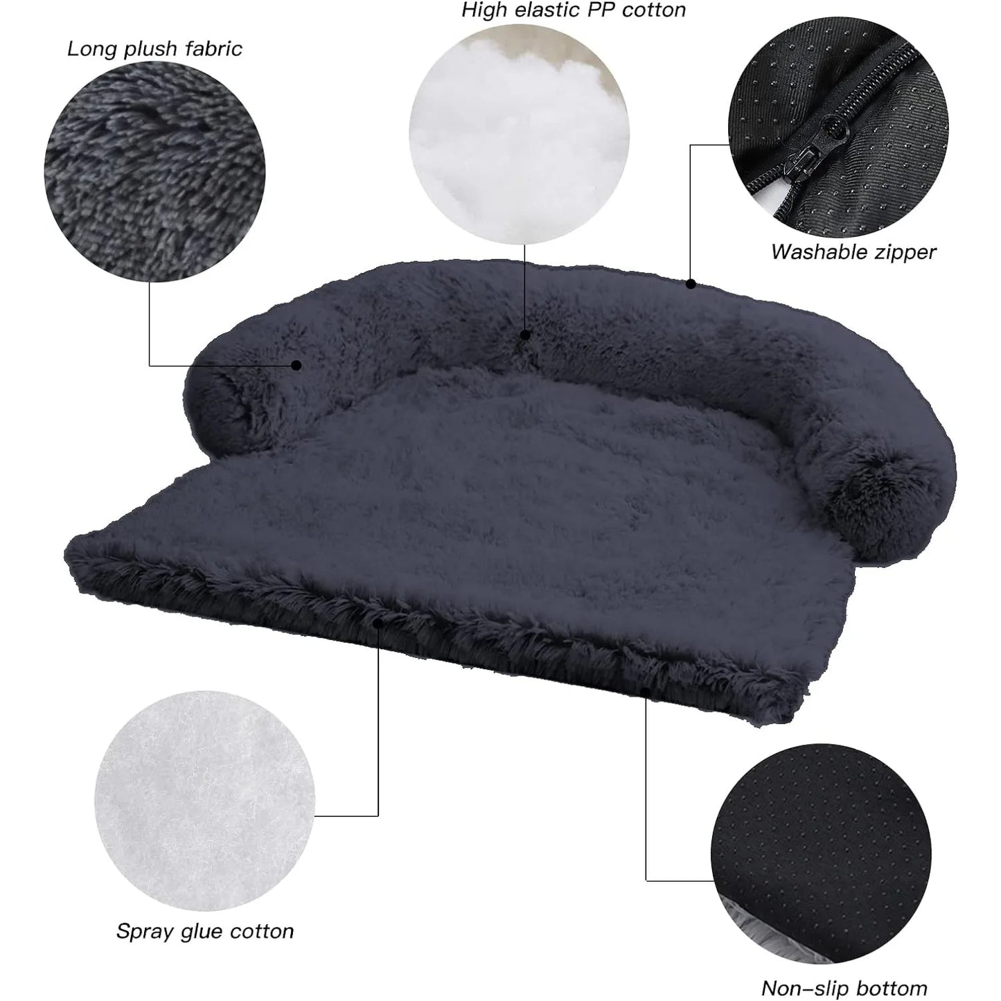 Calming Dog Bed Fluffy Plush Dog Mat for Furniture Protector with Removable Washable Cover