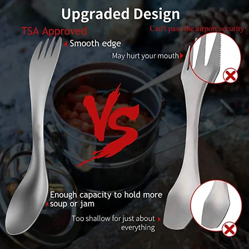 Ultra-light Titanium Spoon Super Hard 2 In 1 Fork Spoon