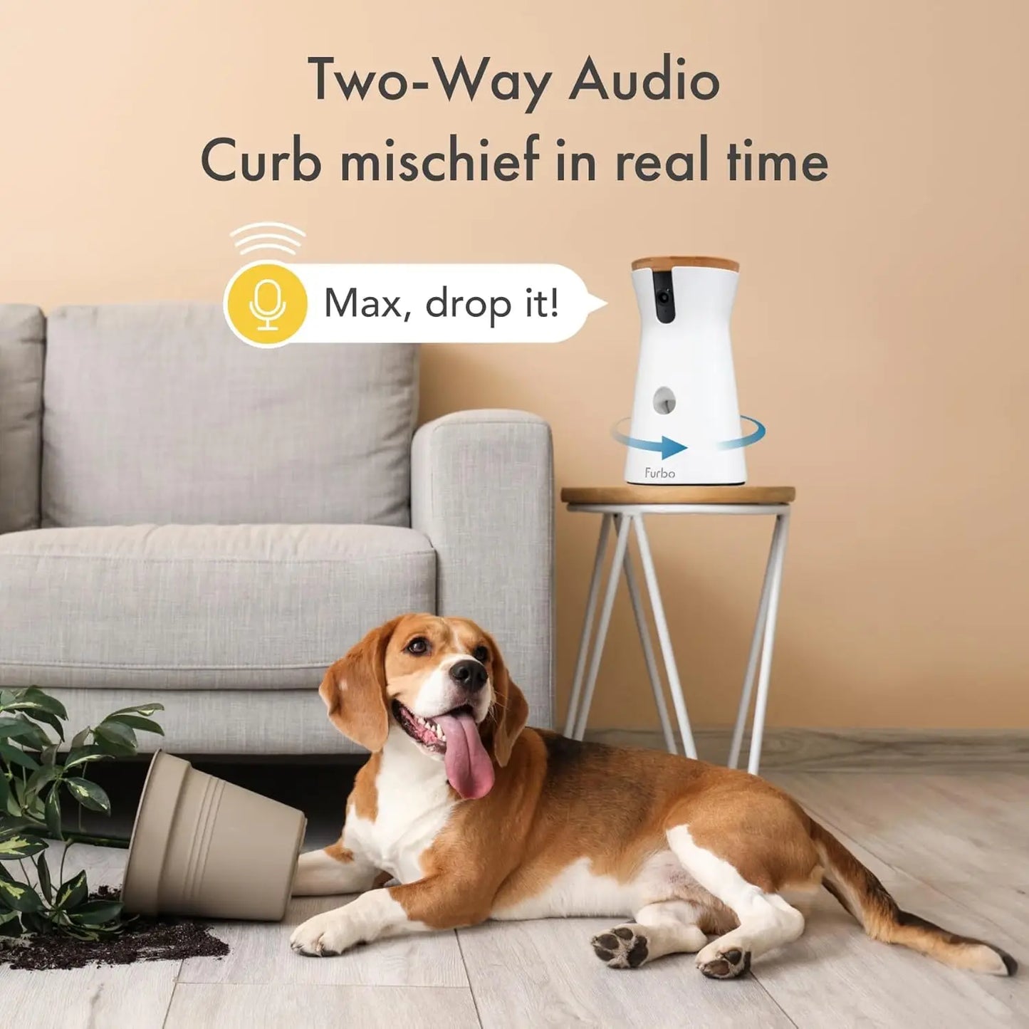 360° Dog Camera: Home Security Camera with Barking Alerts with Phone App