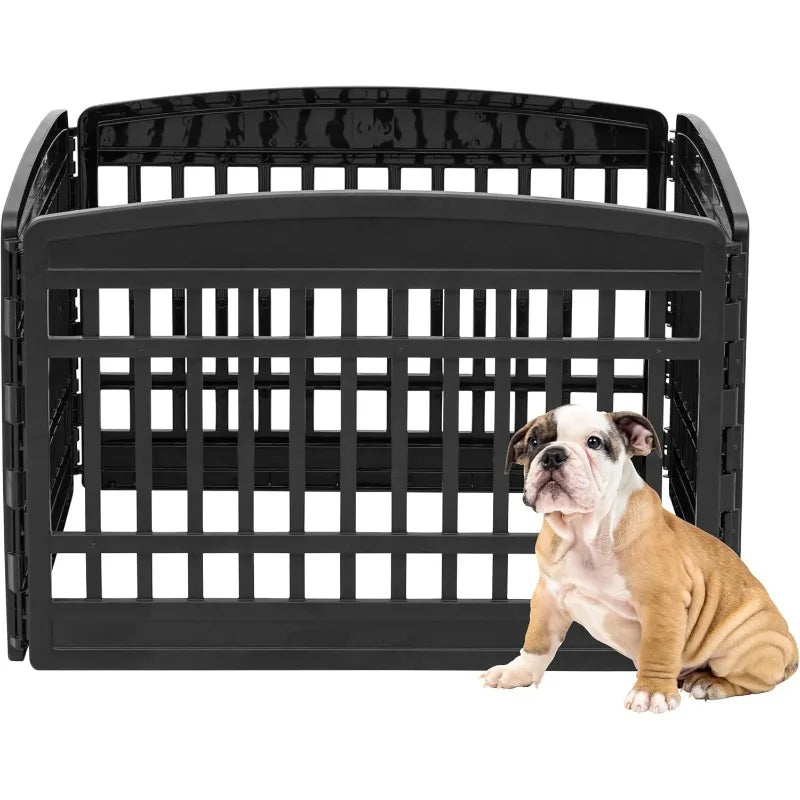 4-Panel 24"  Puppy Playpen, Indoor/Outdoor Dog Pen, 35 x 35 x 24, Foldable, Easy Storing, Black