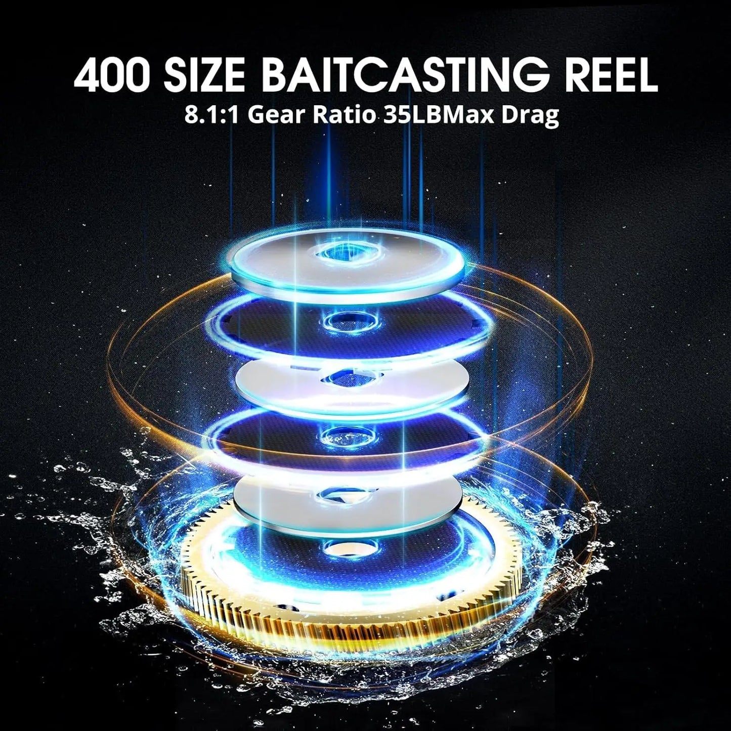 400 Fishing Reel, 38Lbs Max Drag Bait casting Reel, Available in 6.6:1/8.1:1 Gear Ratio