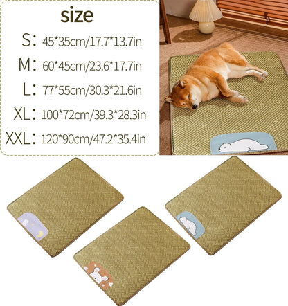 Pet Cool Anti-heat Dog Bed Non-Slip Rattan Mat