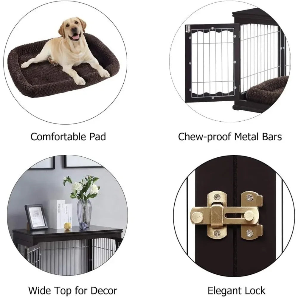 Dog Crate Modern Decorative Wood Wire Pet House Dog Cage End Side Table