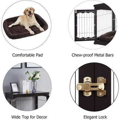 Dog Crate Modern Decorative Wood Wire Pet House Dog Cage End Side Table