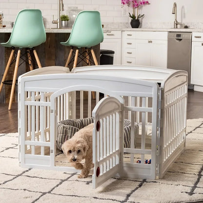 USA Dog Playpen, 4-Panel 24" Pet Playpen with Door, Puppy Playpen, Indoor/Outdoor Dog Pen, 35 x 35 x 24, Foldable