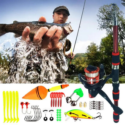 Spinning Fishing Rod And Reel Combo 1.8M Telescopic Rod With Carry Bag