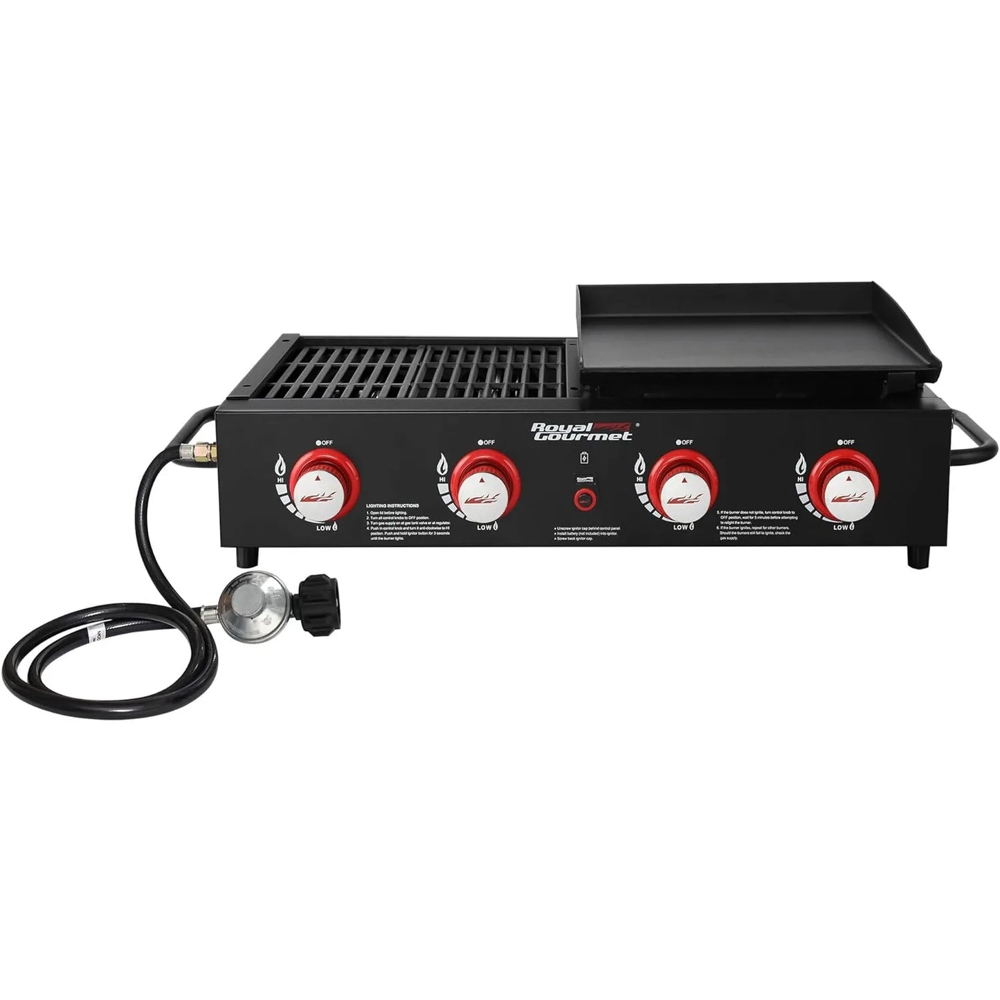 Tabletop Gas Grill Griddle, 40,000 BTU, Black