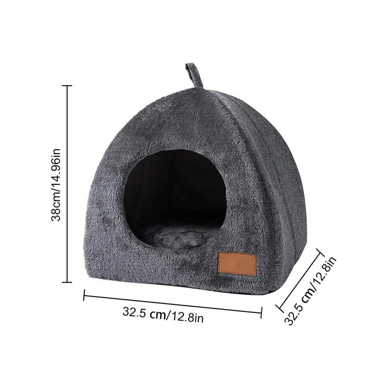 Semi-enclosed Cat Bed Non-slip Pet Kennel Gray Kitten House