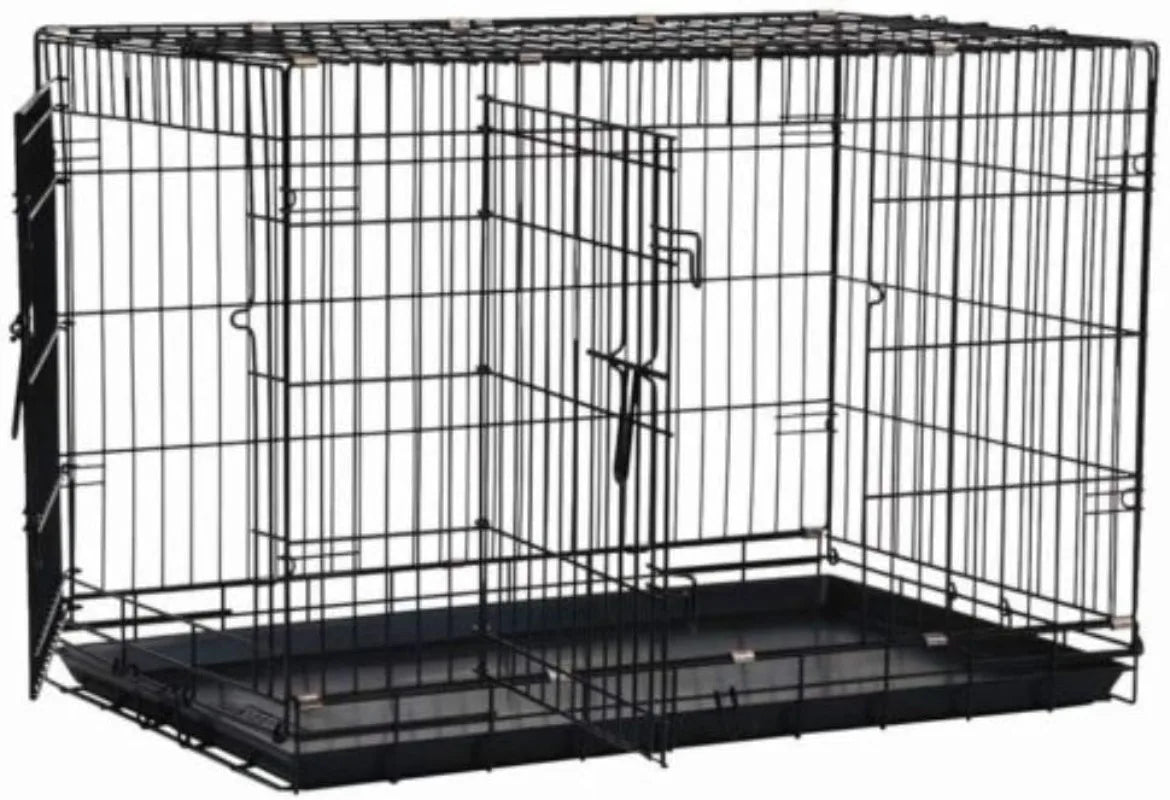 Two Door Great Crate Wire Crate 42 Inch For Pet 70-90 lbs With 5-Point Locking System Durable Heavy Duty Construction