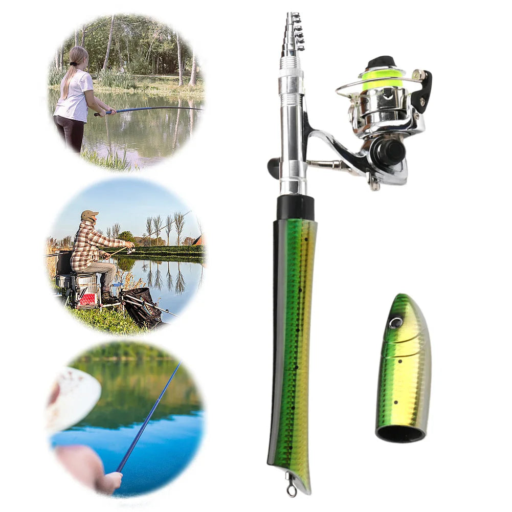 Portable Fish Shaped Fishing Rod with Reel