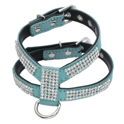 New Adjustable Bling K-shaped Rhinestone PU Leather Pet Chest Strap Harness