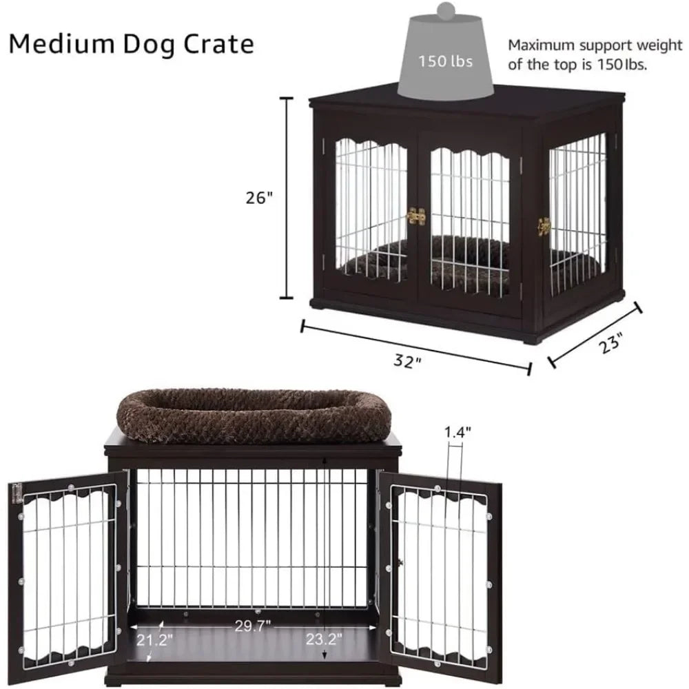 Dog Crate Modern Decorative Wood Wire Pet House Dog Cage End Side Table