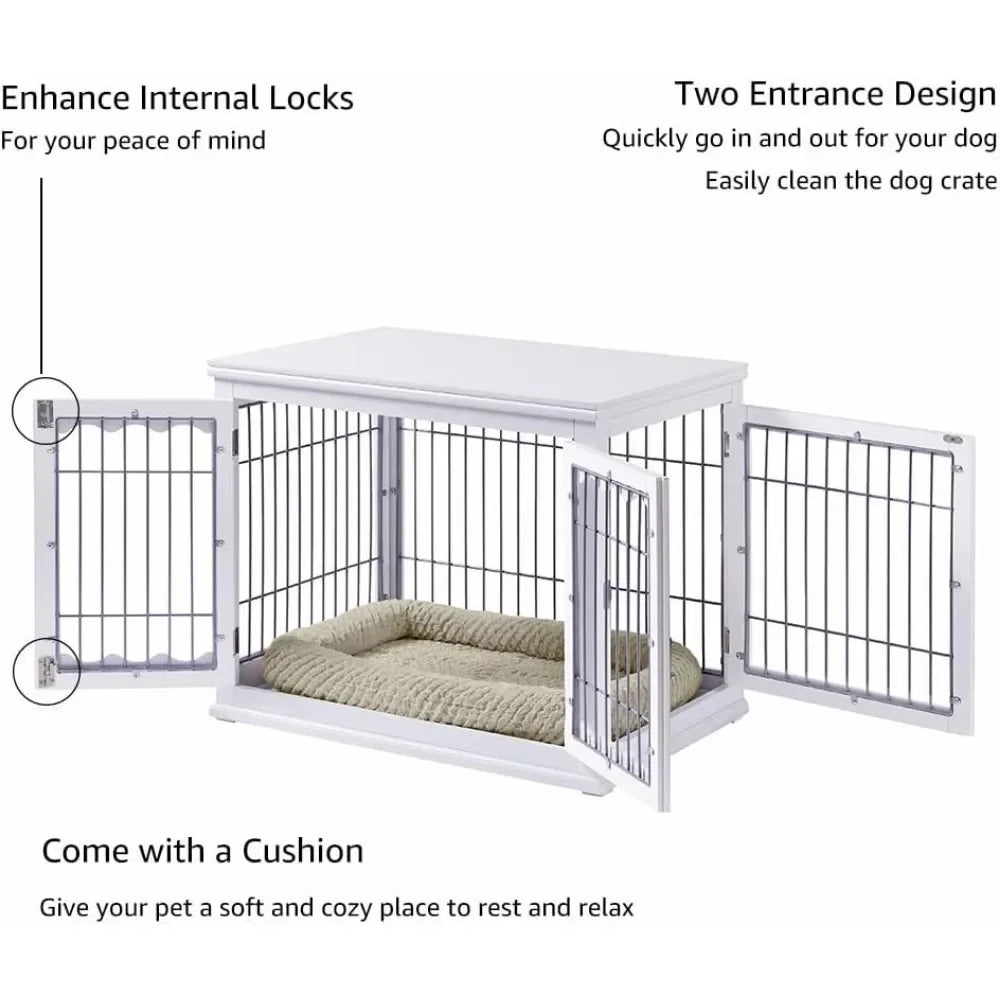 Dog Crate Modern Decorative Wood Wire Pet House Dog Cage End Side Table