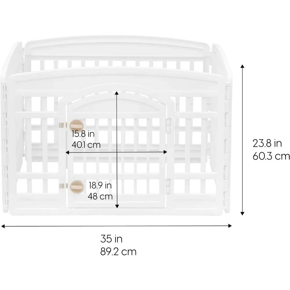 USA Dog Playpen, 4-Panel 24" Pet Playpen with Door, Puppy Playpen, Indoor/Outdoor Dog Pen, 35 x 35 x 24, Foldable