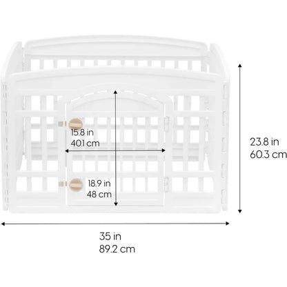 USA Dog Playpen, 4-Panel 24" Pet Playpen with Door, Puppy Playpen, Indoor/Outdoor Dog Pen, 35 x 35 x 24, Foldable