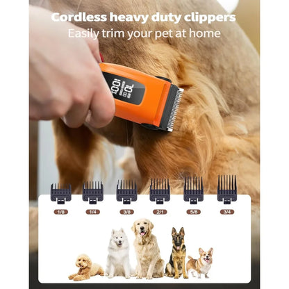 Dog Grooming Kit for Heavy Thick Hair & Coats, 3 in 1 Dog Clippers Rechargeable Cordless Pet Shaver