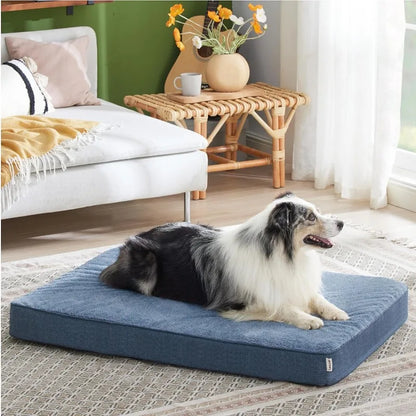 Orthopedic Dog Beds for Large Dogs - Egg Crate Foam Pet Bed Mat with Ultra Soft Sherpa Surface&Removable Cover,