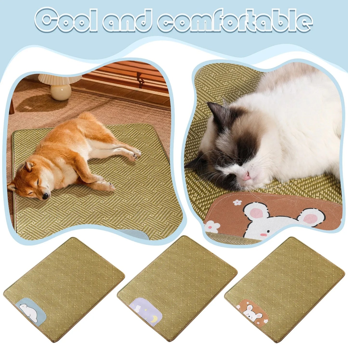 Pet Cool Anti-heat Dog Bed Non-Slip Rattan Mat