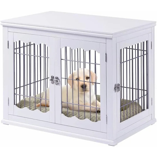 Dog Crate Modern Decorative Wood Wire Pet House Dog Cage End Side Table