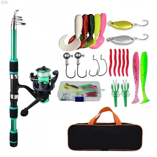 Telescopic Fishing Rod And Spinning Reel Baits Travel Set