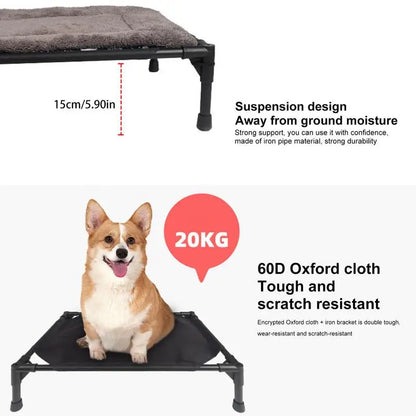 Outdoor Elevated Dog Bed Foldable Raised Pet Cot With Removable Canopy Shade