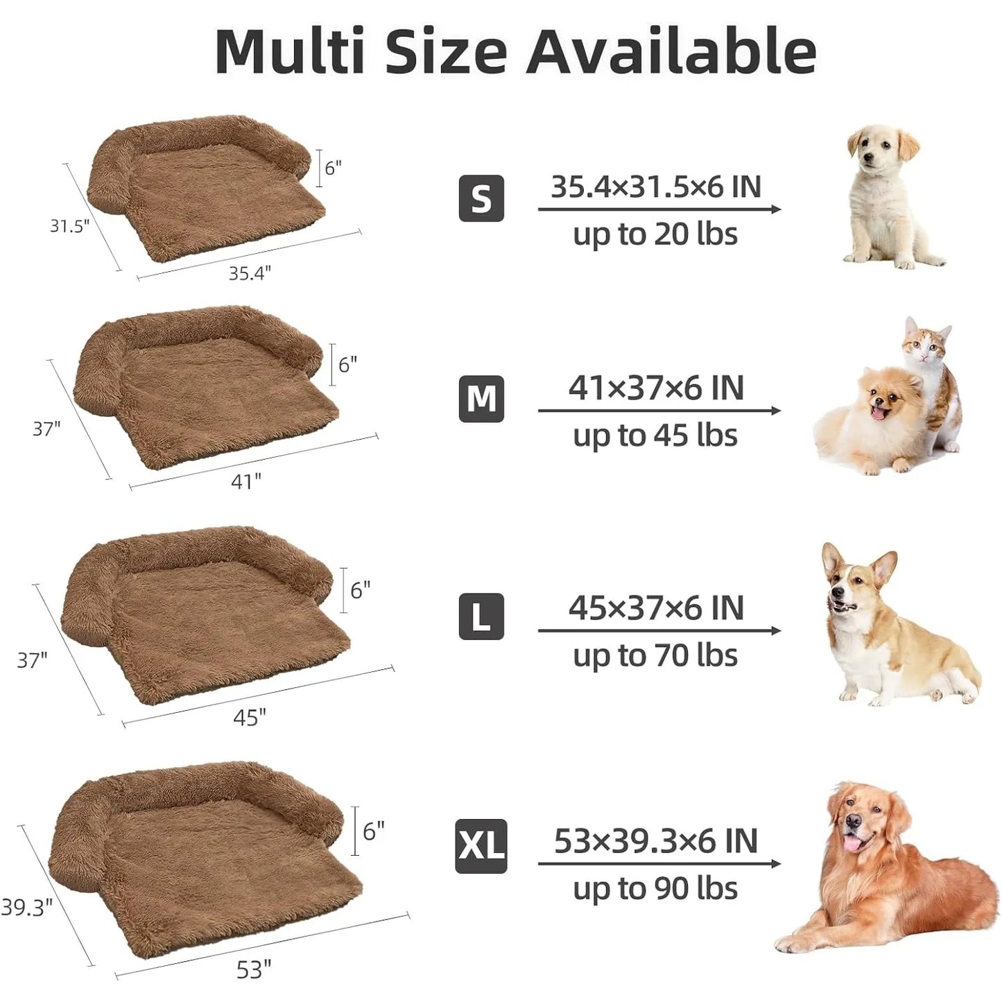 Calming Dog Bed Fluffy Plush Dog Mat for Furniture Protector with Removable Washable Cover for Large Medium Small Dogs and Cats